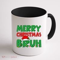 Merry Christmas Bruh Meme Funny Holiday Coffee Mug thumb 1