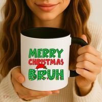 Merry Christmas Bruh Meme Funny Holiday Coffee Mug thumb 3