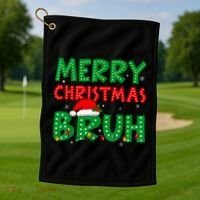 Merry Christmas Bruh Meme Funny Holiday Golf Towel thumb 1