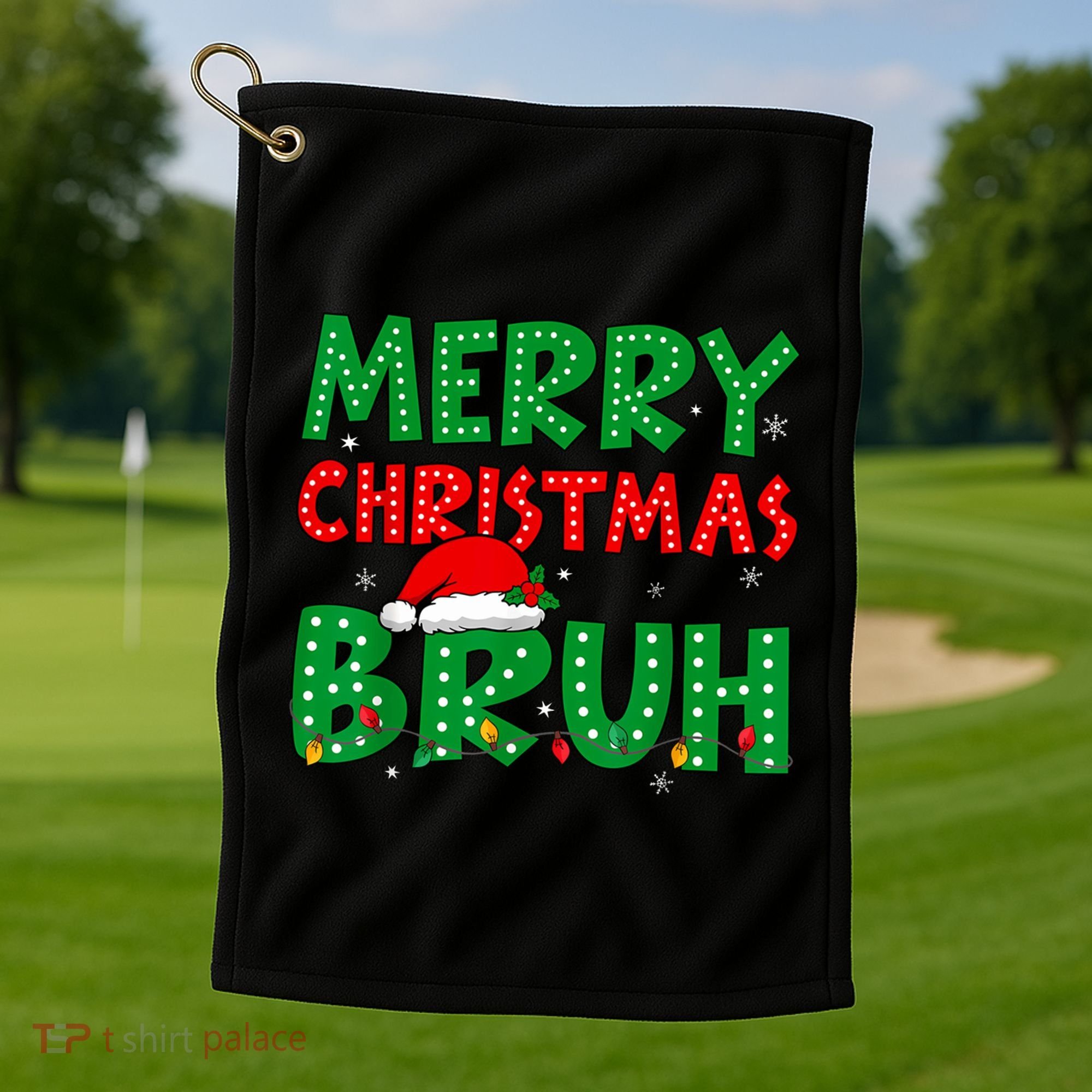 Merry Christmas Bruh Meme Funny Holiday Golf Towel