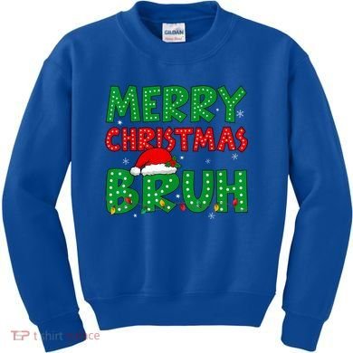 Merry Christmas Bruh Meme Funny Holiday Kids Sweatshirt
