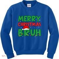 Merry Christmas Bruh Meme Funny Holiday Kids Sweatshirt thumb 0