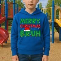 Merry Christmas Bruh Meme Funny Holiday Kids Hoodie thumb 2