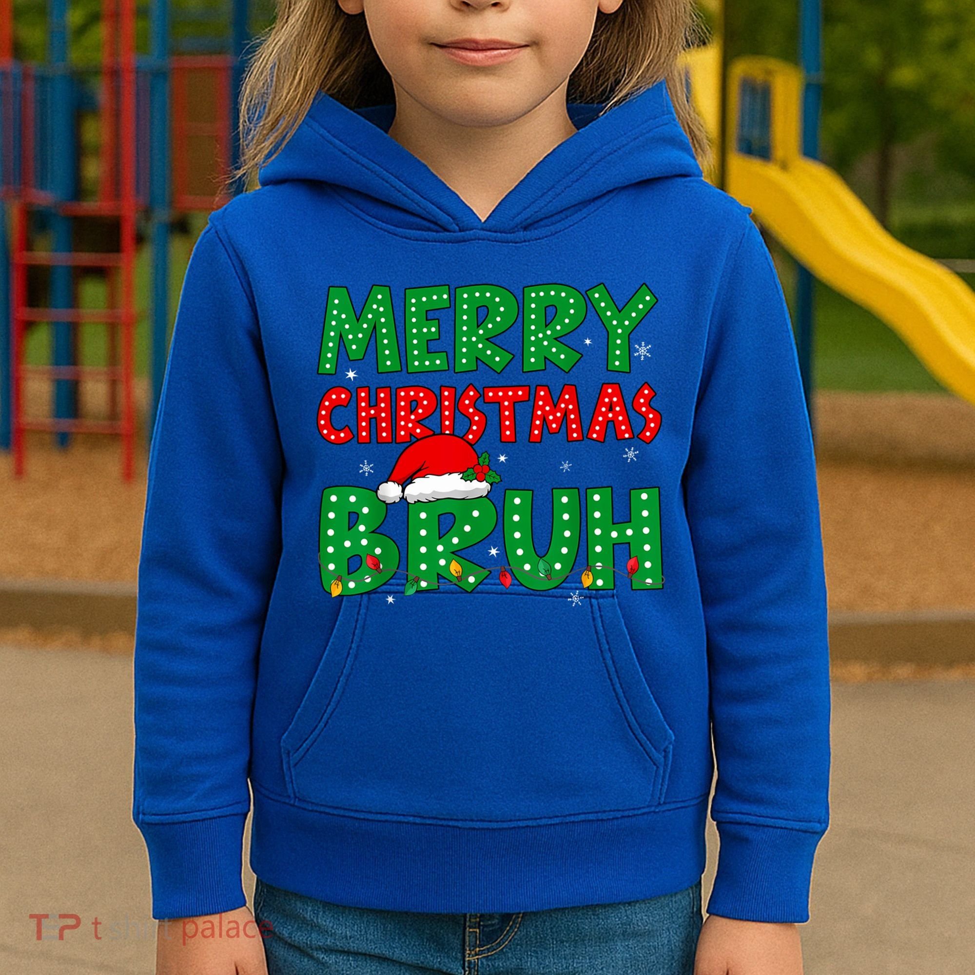 Merry Christmas Bruh Meme Funny Holiday Kids Hoodie