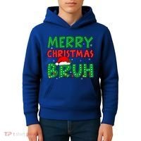 Merry Christmas Bruh Meme Funny Holiday Kids Hoodie thumb 4