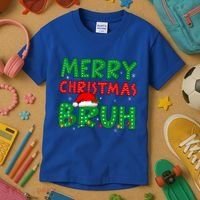 Merry Christmas Bruh Meme Funny Holiday Kids T-Shirt thumb 3