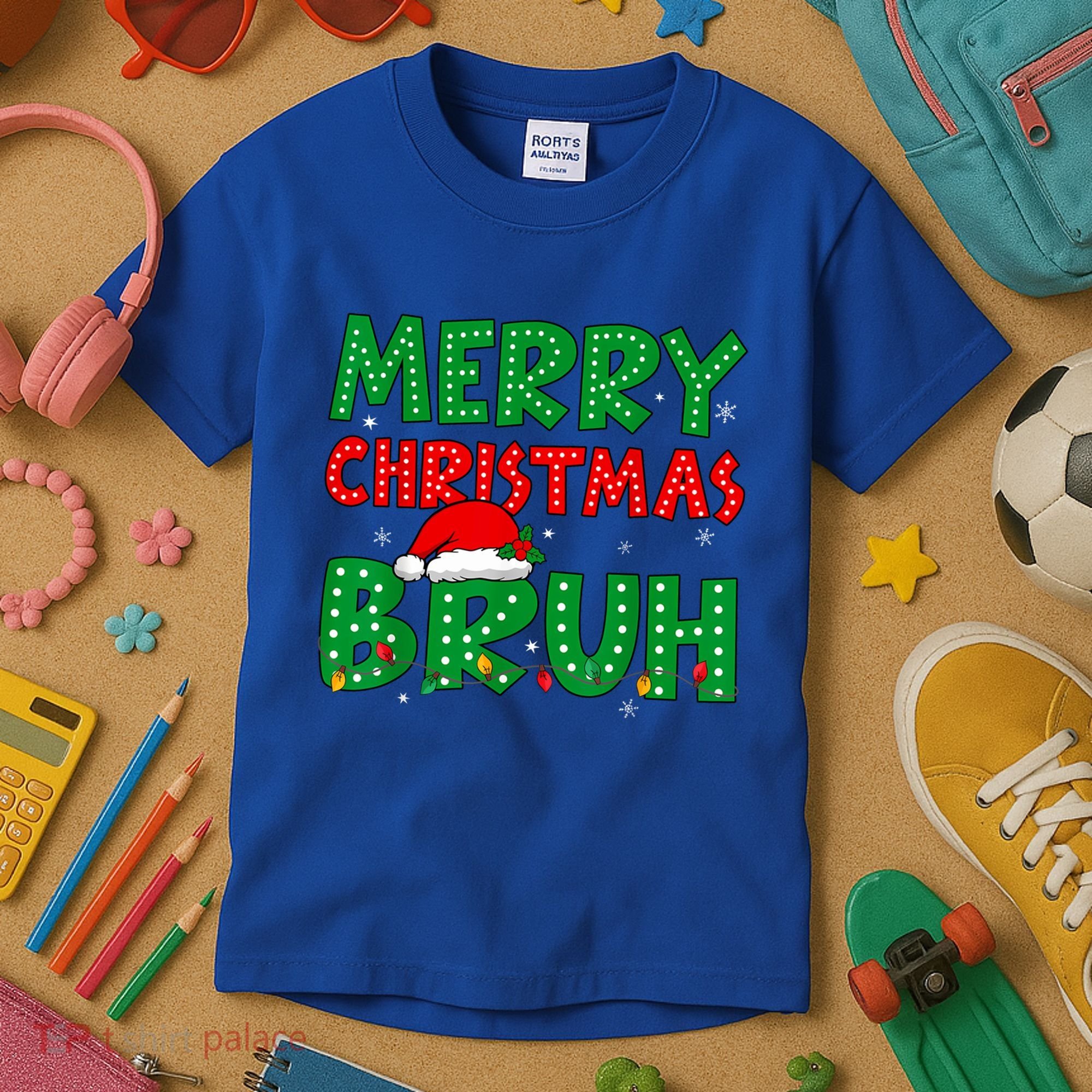 Merry Christmas Bruh Meme Funny Holiday Kids T-Shirt