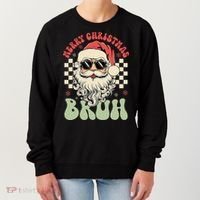 Merry Christmas Bruh Santa Sunglasses Retro Women's Sweatshirt thumb 0
