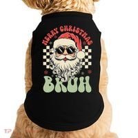 Merry Christmas Bruh Santa Sunglasses Retro Doggie Tank thumb 0