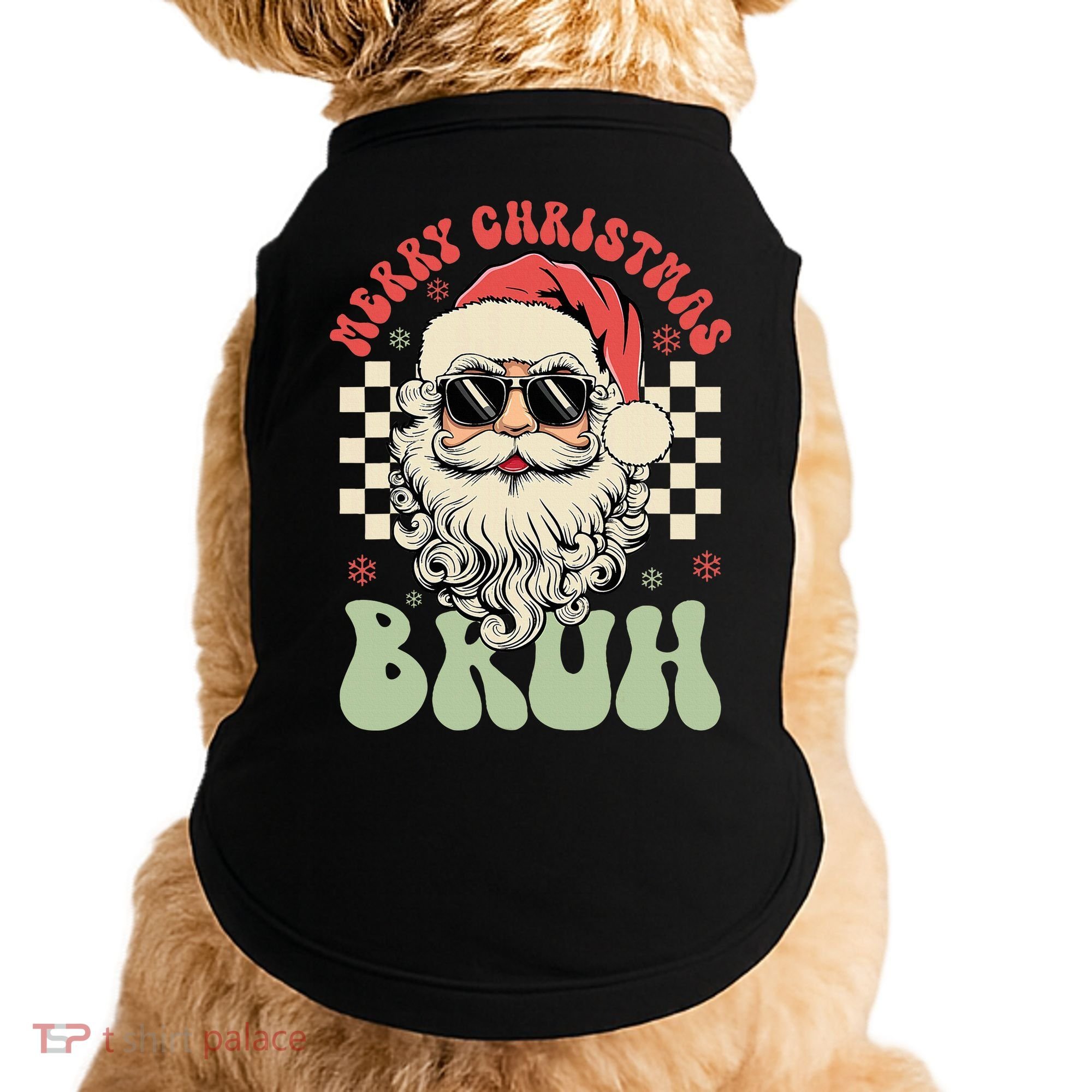 Merry Christmas Bruh Santa Sunglasses Retro Doggie Tank