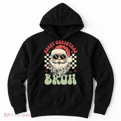 Merry Christmas Bruh Santa Sunglasses Retro Hoodie