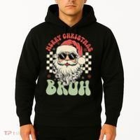 Merry Christmas Bruh Santa Sunglasses Retro Hoodie thumb 2
