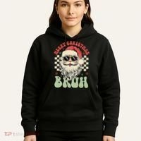 Merry Christmas Bruh Santa Sunglasses Retro Hoodie thumb 5