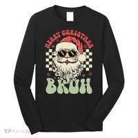 Merry Christmas Bruh Santa Sunglasses Retro Long Sleeve Shirt thumb 0