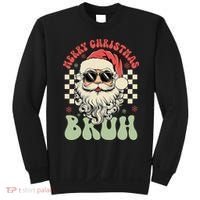 Merry Christmas Bruh Santa Sunglasses Retro Sweatshirt thumb 0