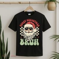 Merry Christmas Bruh Santa Sunglasses Retro T-Shirt thumb 2