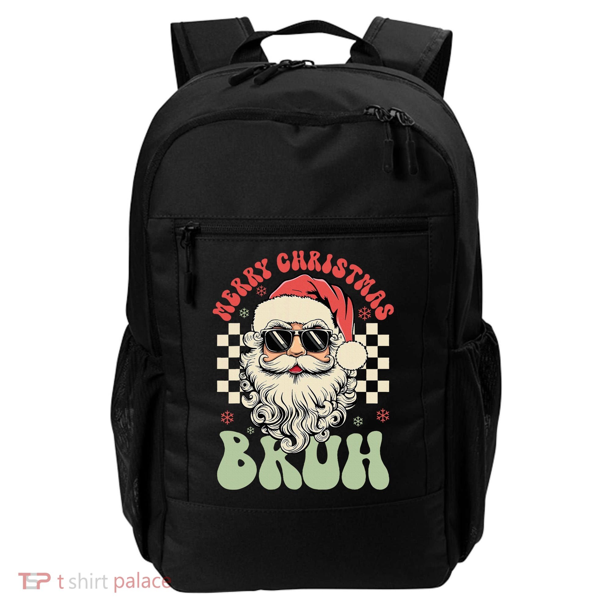 Merry Christmas Bruh Santa Sunglasses Retro Backpack