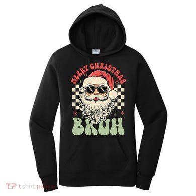 Merry Christmas Bruh Santa Sunglasses Retro Women's Hoodie