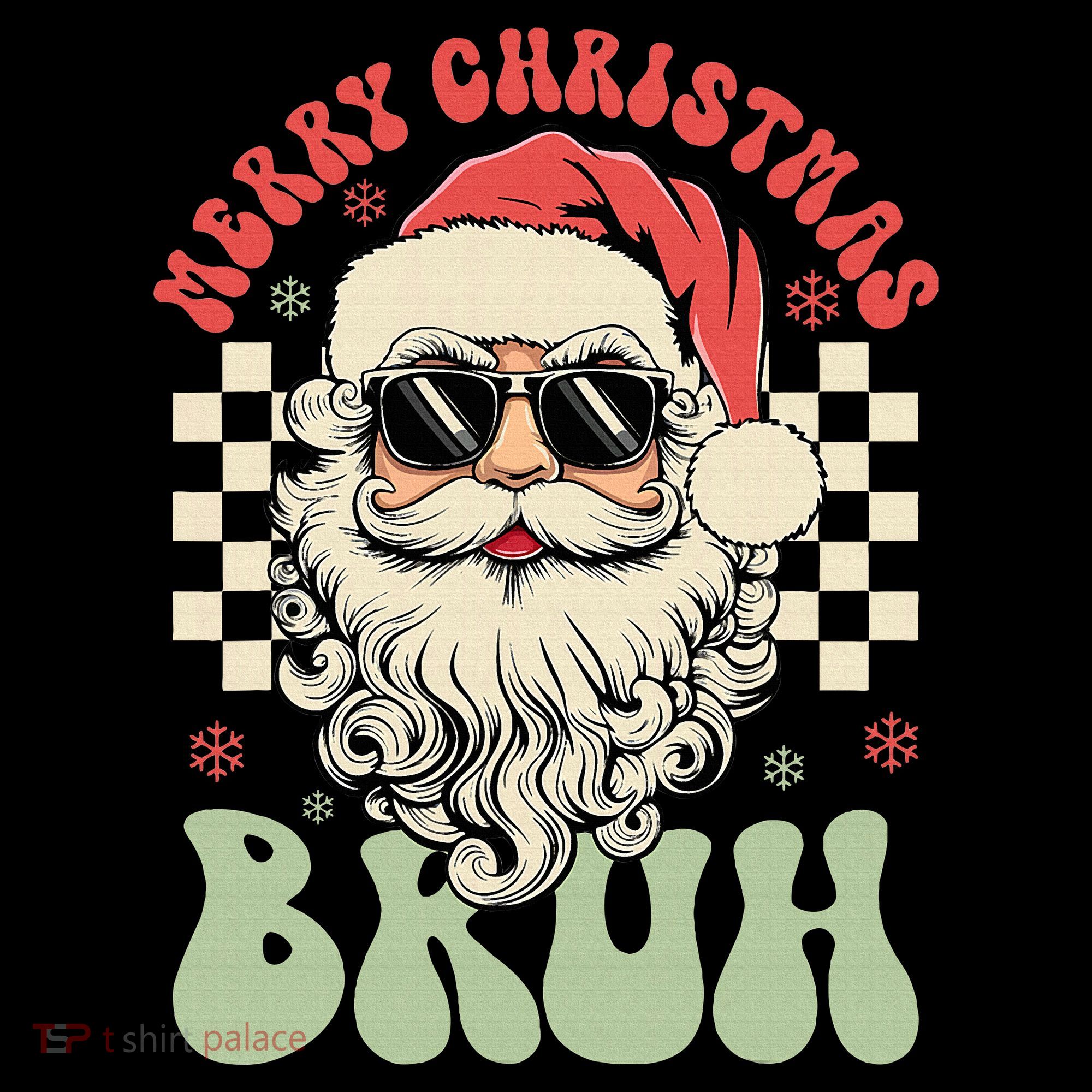 Merry Christmas Bruh Santa Sunglasses Retro Women's Hoodie