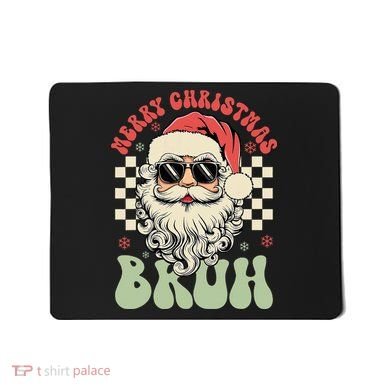 Merry Christmas Bruh Santa Sunglasses Retro Mousepad
