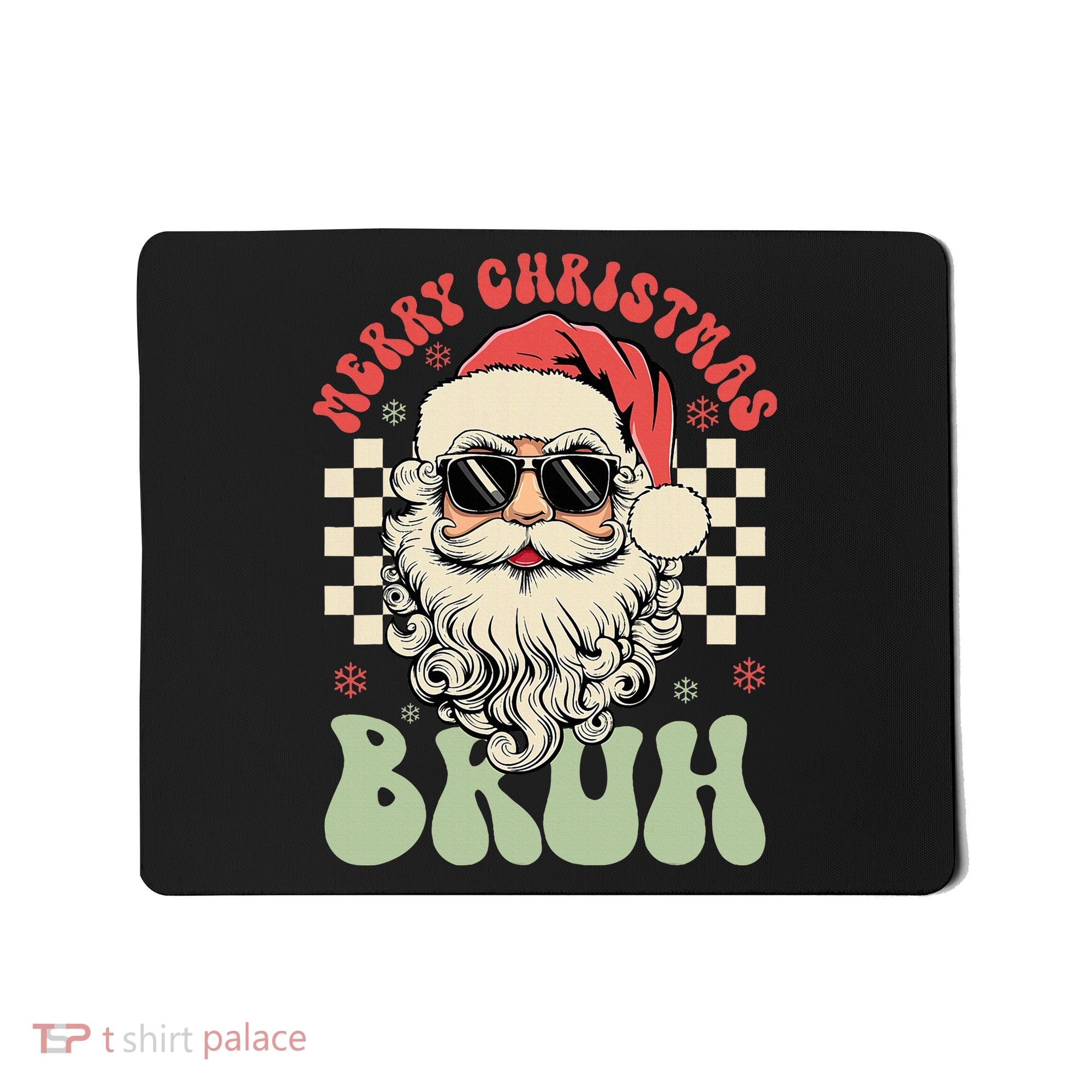 Merry Christmas Bruh Santa Sunglasses Retro Mousepad