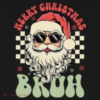 Merry Christmas Bruh Santa Sunglasses Retro Mousepad thumb 1
