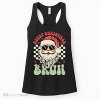 Merry Christmas Bruh Santa Sunglasses Retro Women's Tank Top thumb 0