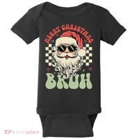 Merry Christmas Bruh Santa Sunglasses Retro Baby Bodysuit thumb 0