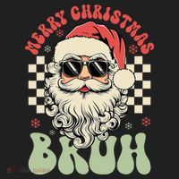 Merry Christmas Bruh Santa Sunglasses Retro Hat thumb 2