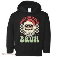 Merry Christmas Bruh Santa Sunglasses Retro Toddler Hoodie thumb 0