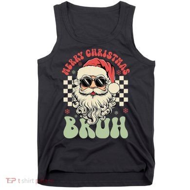 Merry Christmas Bruh Santa Sunglasses Retro Tank Top