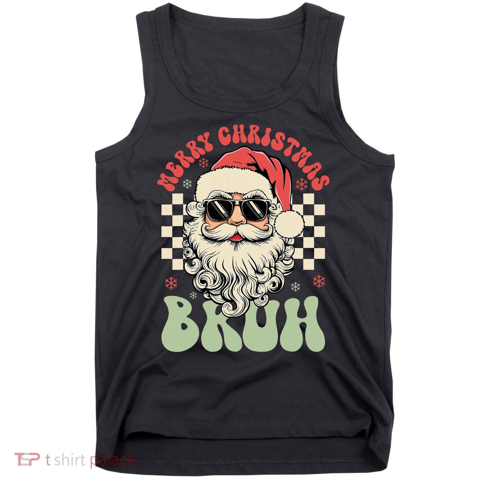 Merry Christmas Bruh Santa Sunglasses Retro Tank Top