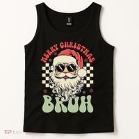Merry Christmas Bruh Santa Sunglasses Retro Tank Top thumb 2