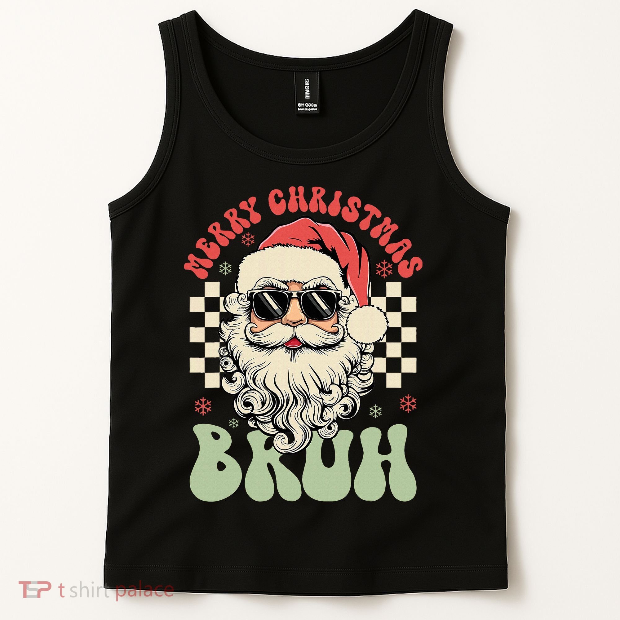 Merry Christmas Bruh Santa Sunglasses Retro Tank Top