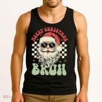 Merry Christmas Bruh Santa Sunglasses Retro Tank Top thumb 3