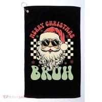 Merry Christmas Bruh Santa Sunglasses Retro Golf Towel thumb 0