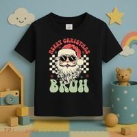 Merry Christmas Bruh Santa Sunglasses Retro Toddler T-Shirt thumb 3