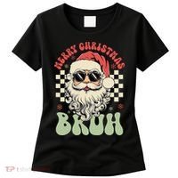 Merry Christmas Bruh Santa Sunglasses Retro Women's T-Shirt thumb 0
