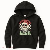 Merry Christmas Bruh Santa Sunglasses Retro Kids Hoodie thumb 0