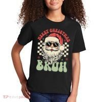 Merry Christmas Bruh Santa Sunglasses Retro Kids T-Shirt thumb 2