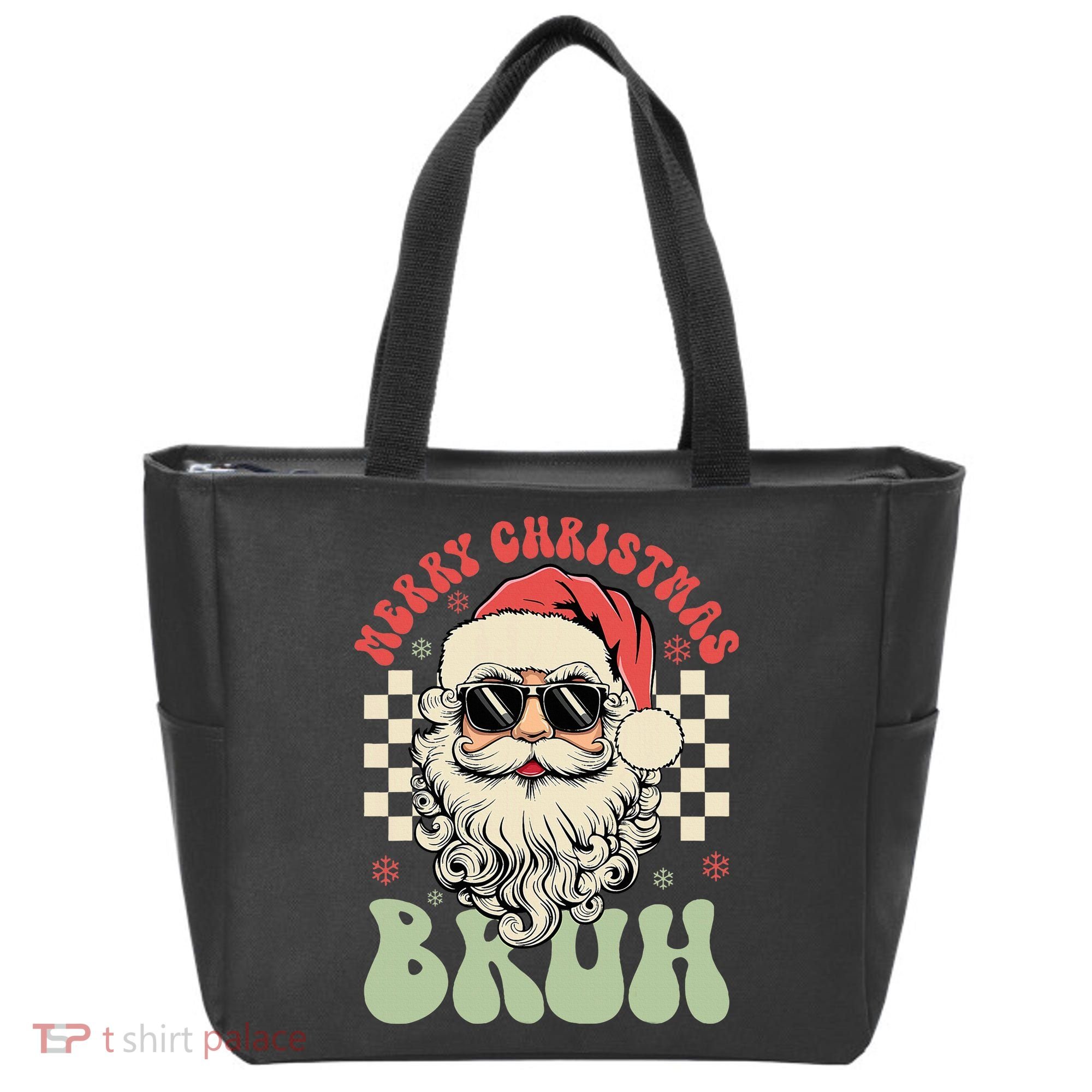 Merry Christmas Bruh Santa Sunglasses Retro Tote Bag