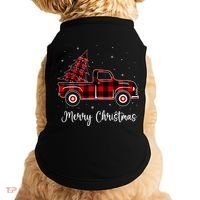 Merry Christmas Buffalo Red Plaid Truck Tree Doggie Tank thumb 0