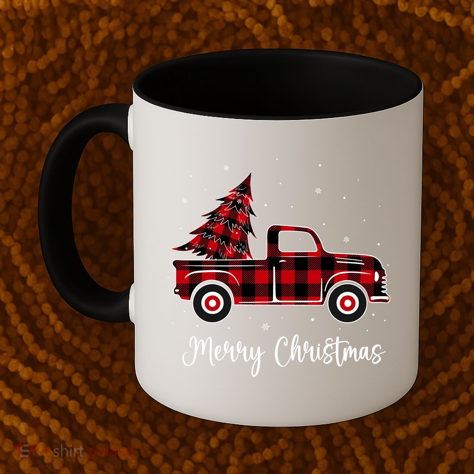 Merry Christmas Buffalo Red Plaid Truck Tree Coffee Mug