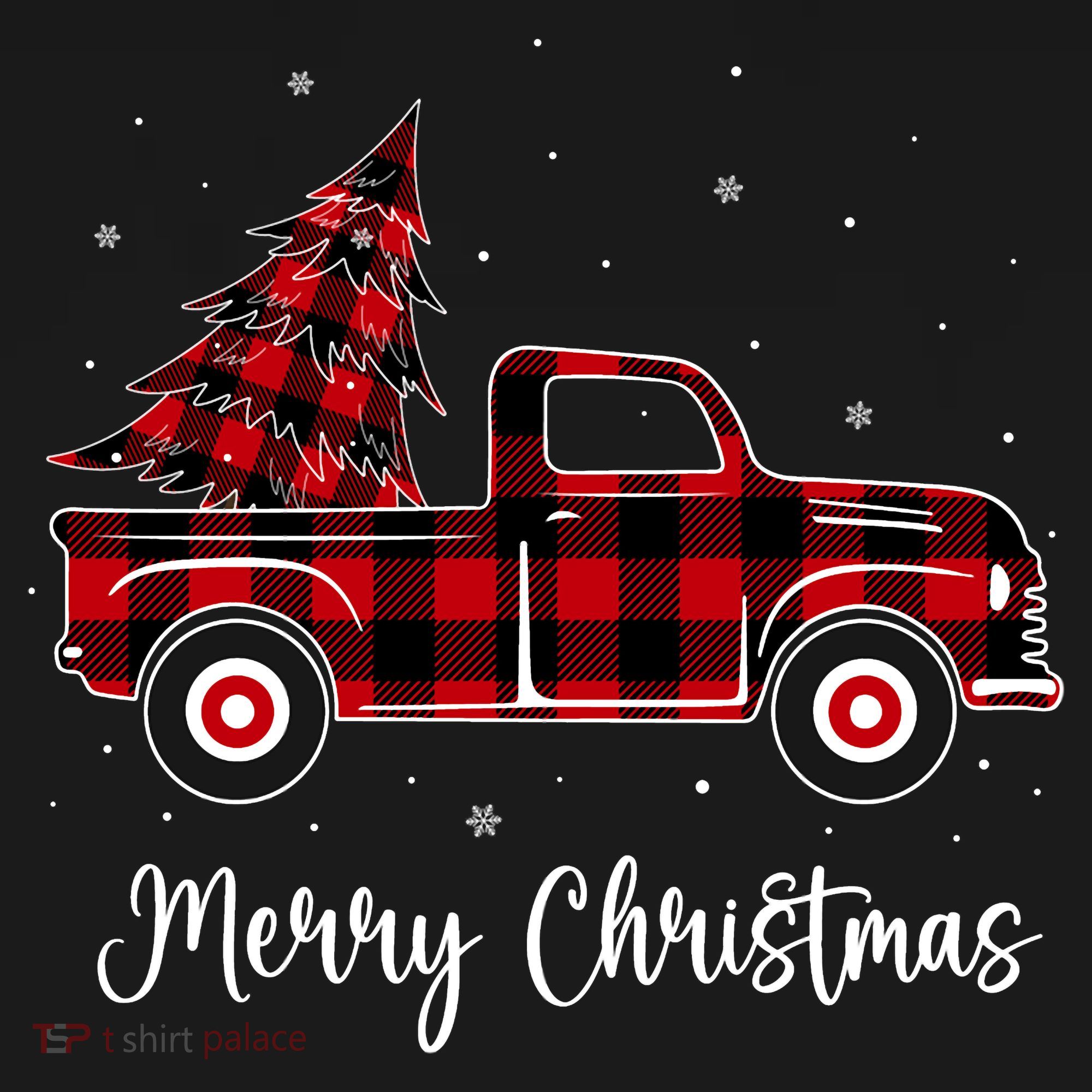 Merry Christmas Buffalo Red Plaid Truck Tree Women's Hoodie