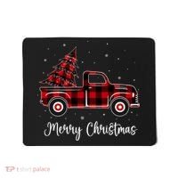 Merry Christmas Buffalo Red Plaid Truck Tree Mousepad thumb 0