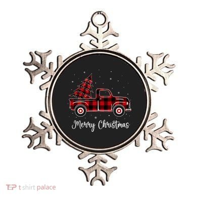 Merry Christmas Buffalo Red Plaid Truck Tree Ornament