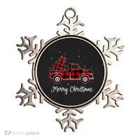 Merry Christmas Buffalo Red Plaid Truck Tree Ornament thumb 0