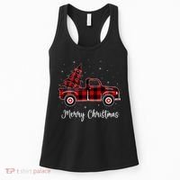 Merry Christmas Buffalo Red Plaid Truck Tree Women's Tank Top thumb 0