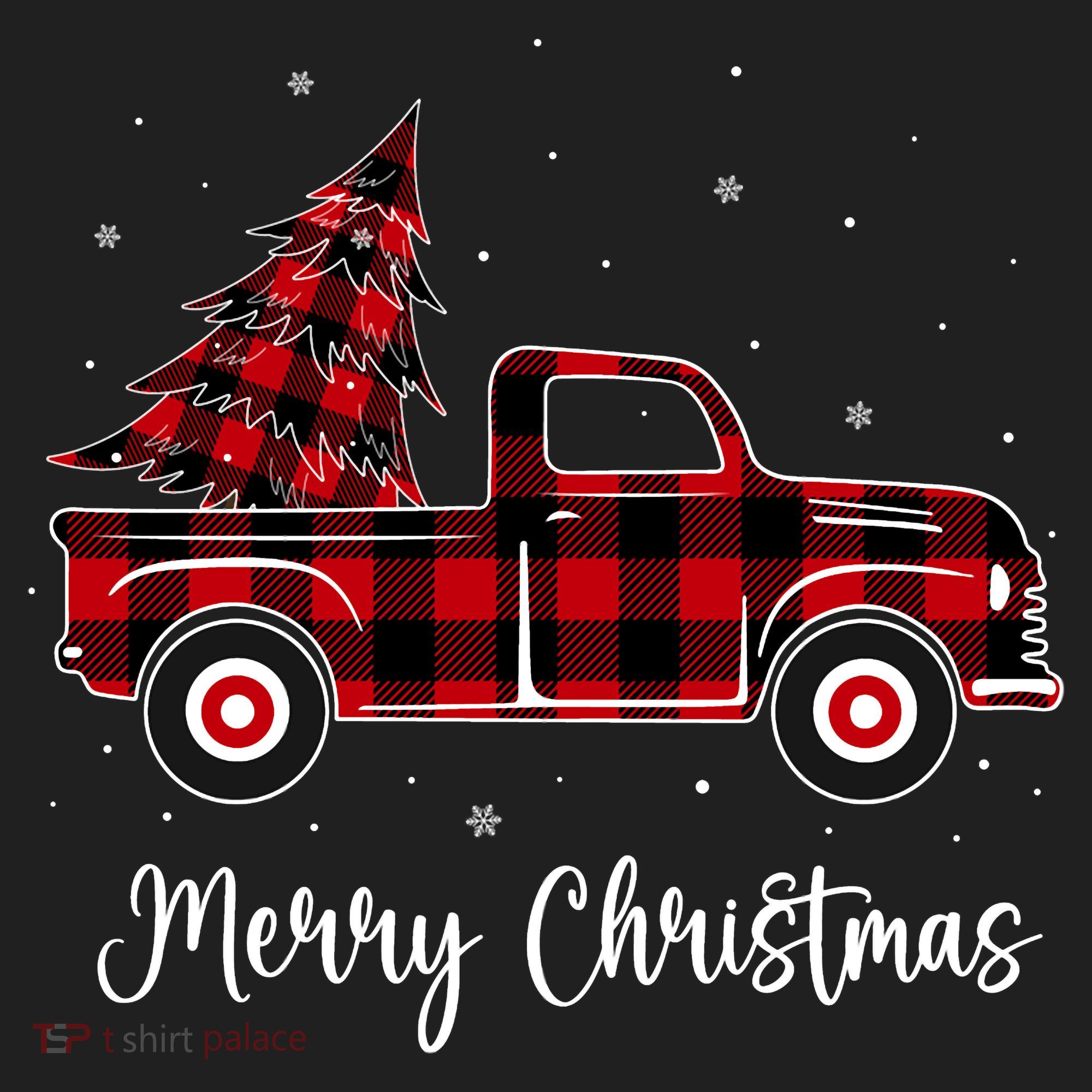 Merry Christmas Buffalo Red Plaid Truck Tree Hat