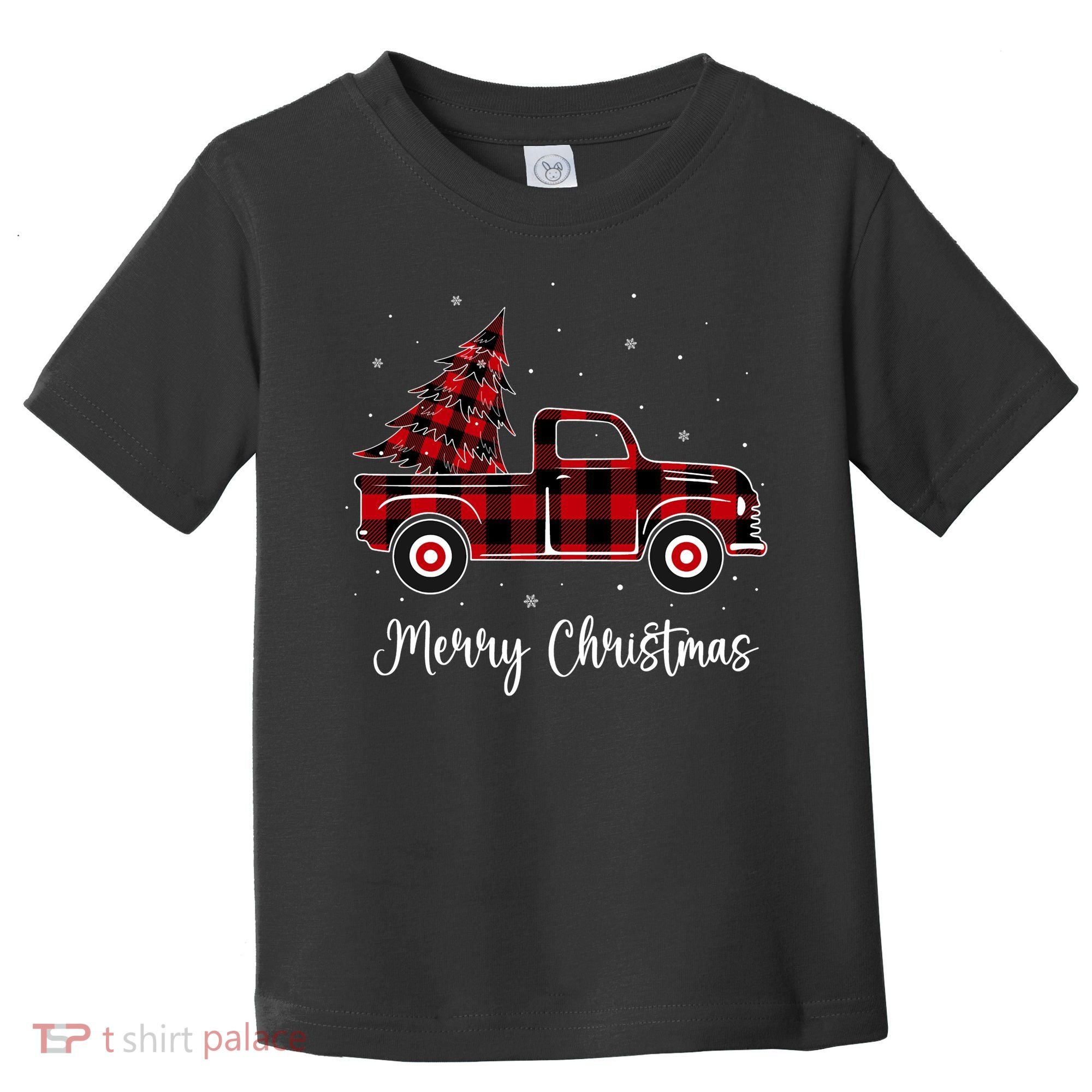 Merry Christmas Buffalo Red Plaid Truck Tree Toddler T-Shirt